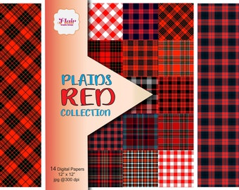 Carta digitale a quadri rossi, quadretti, percalle, scrapbooking, colori natalizi, boscaiolo, tartan, reticolo, materiale scolastico
