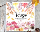 Watercolor Flowers Clipart, Hand Painted Flowers, Fall Clipart, Autumn Elements,  DIY Clipart, Separate Elements, Greeting Cards, PNG Files