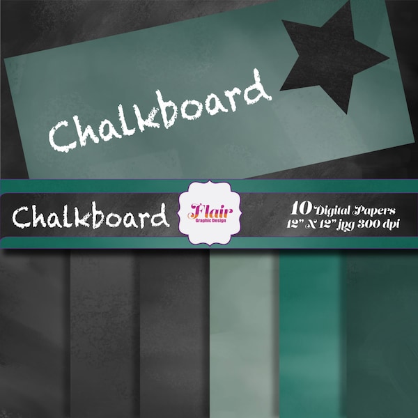 Chalkboard Texture Digital Papers, Chalk Texture, Black, Green, Schoolboard,  Blackboard, Teacher's Supplies, Kids Crafts, Scrapbook Paper