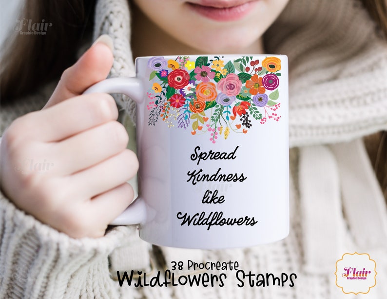 Wildflowers Procreate Stamps Digital Brush, Plants and Flowers Brush ...