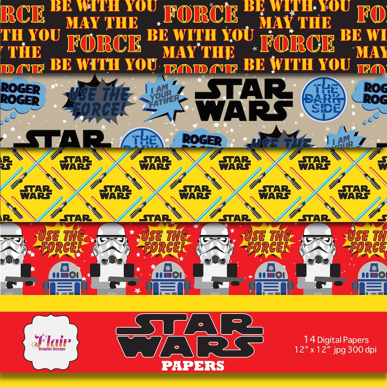 STAR WARS Digital Papers Printable Papers Scrapbooking - Etsy