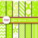 80% OFF LIME GREEN Digital Paper Pack, Floral Pattern, Chevron, Stripes, Hearts, Damask, Scrapbooking, Backgrounds, Invitations, Supplies
