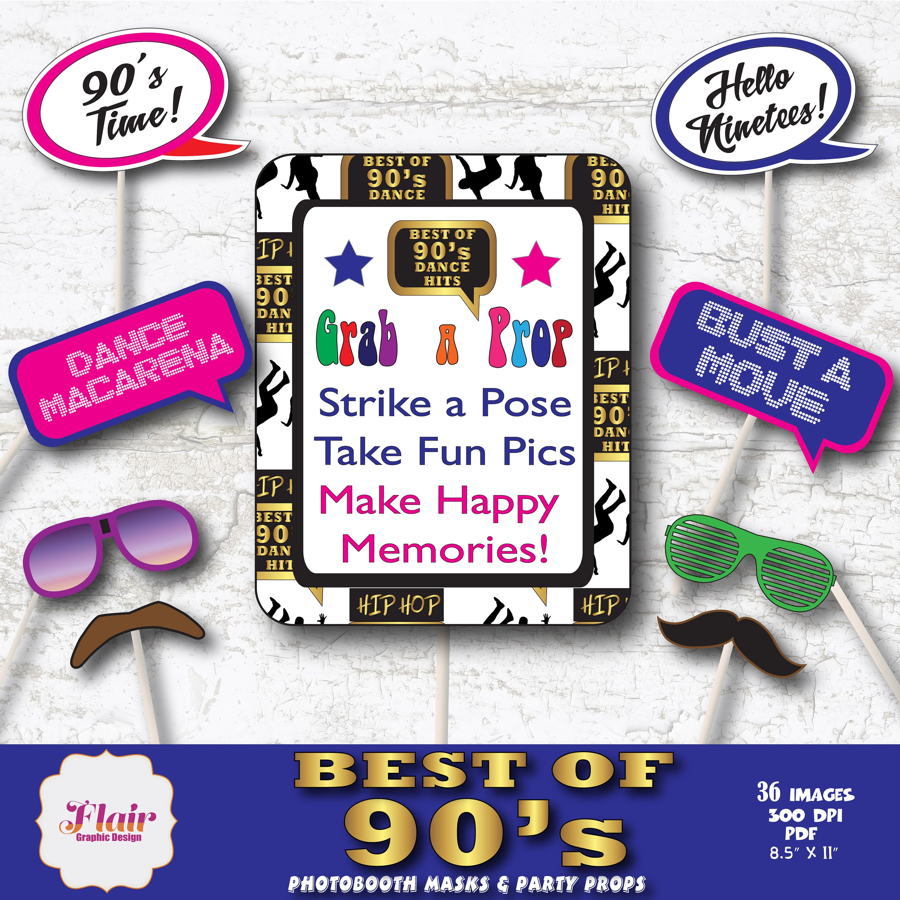 Photo Booth Mask Examples Best of 90’s Photo Booth Masks and Props, Ninetees Party Party Props ...