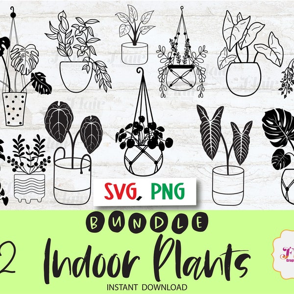 Indoor Plants Bundle, SVG, PNG, Tropical Leaves SVG, Leaf Divider, Greenery Svg, Hanging Plants, Leaves, Monstera, Anthurium, Cricut