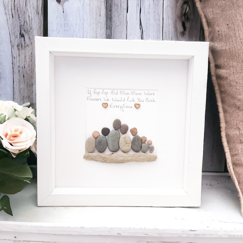 Grandma, Nana Framed Gift for Mothers Day, Nanny Family Pebble Art Personalised From Grandchildren image 3