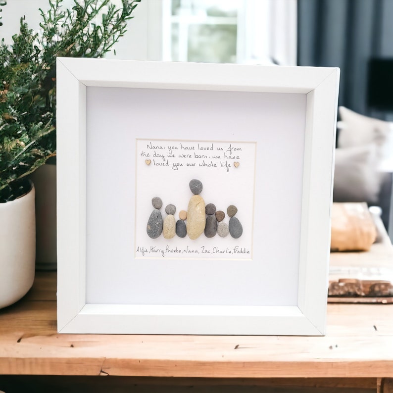 Grandma, Nana Framed Gift for Mothers Day, Nanny Family Pebble Art Personalised From Grandchildren image 8