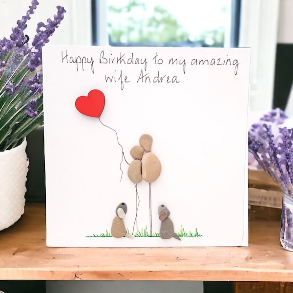 Wife Birthday Card Luxury Pebble Personalised Art, Loved One - Girlfriend - Fiancee