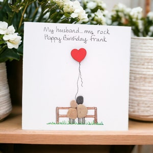 Carte d'anniversaire de luxe mari femme, carte d'anniversaire pour lui, image de galets, un être cher, petit ami, petite amie, carte personnalisée