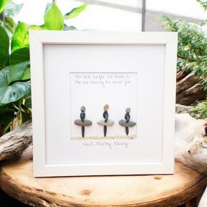 Surfers Gift Beach Lovers Personalised Pebble Picture , Surfing, Luxury Beach Decor, Family and Engagement Gift Framed Art bild 7