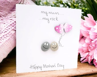 Mothers Day Card, Mum Birthday Card Pebble Art, My Mum My Rock, Mom Birthday Personalised Cute Handmade Unusual