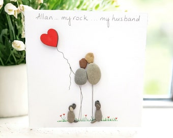 Husband Birthday Card, Wife Birthday Card, I Love You Card Romantic, Luxury 300gsm, Personalised For You - Pebble Art