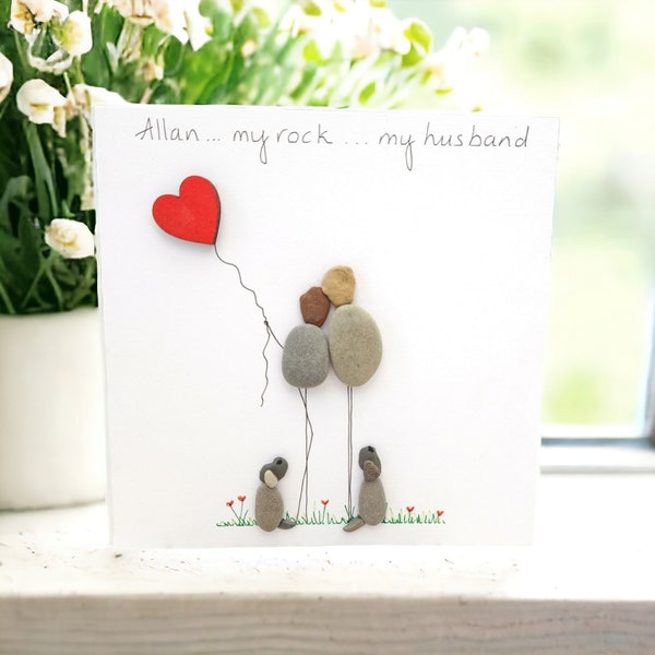Husband Birthday Card, Wife Birthday Card, I Love You Card Romantic, Luxury 300gsm, Personalised For You - Pebble Art