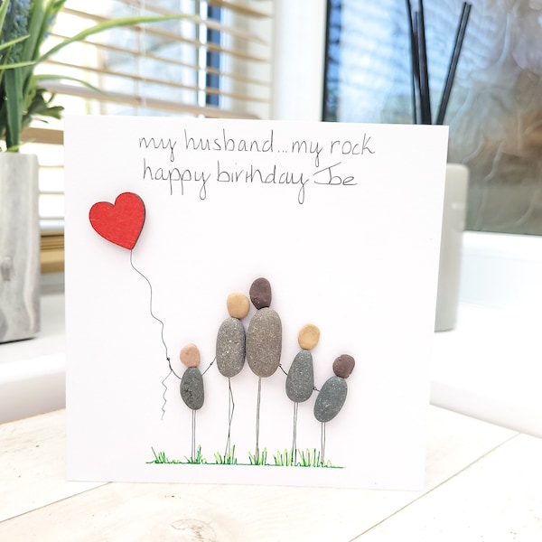 Husband Birthday Card, Personalised Your Way, Card For Him, Pebble Art ,Loved One, Boyfriend, Fiance, Partner, 300 gsm