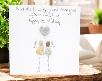Friend Card Personalised, Friends Handmade Pebble Art, Birthday,Friendship Gift, Unique Keepsake