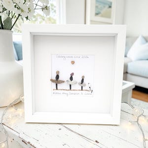 Surfers Gift Beach Lovers Personalised Pebble Picture , Surfing, Luxury Beach Decor, Family and Engagement Gift Framed Art bild 2
