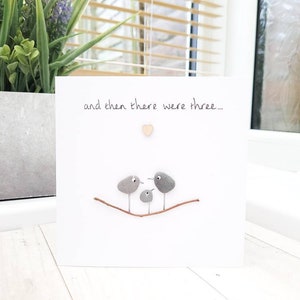 New Baby Luxury Card Handmade Personalised Card,Parents to be, New Mum Dad Family Pebble Art Picture Handmade