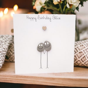 Cute Birthday Card Personalised Pebble Art - Husband Wife Boyfriend Friends Family - My Rock