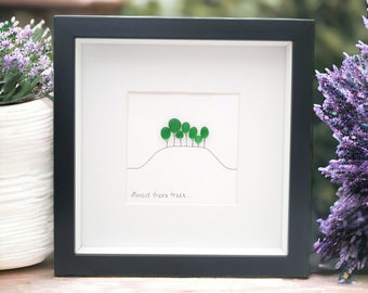 Sea Glass Art Framed Picture, Nearly There Trees Cornish Inspired Cookworthy Knapp , Landmark Devon, Cornwall Framed Gift