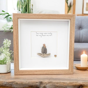 Memorial Loss Loved Ones Memorial Gift - Pebble Collage Picture Angels, Keepsake, Personalised Framed