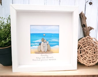 Family Gift New Home Framed Watercolour, Acrylic Pebble Art Gift Beach Holiday Personalised Holiday Memories Picture