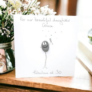 Carte d'anniversaire personnalisée pour elle, lui, image de galets, félicitations, amis et famille