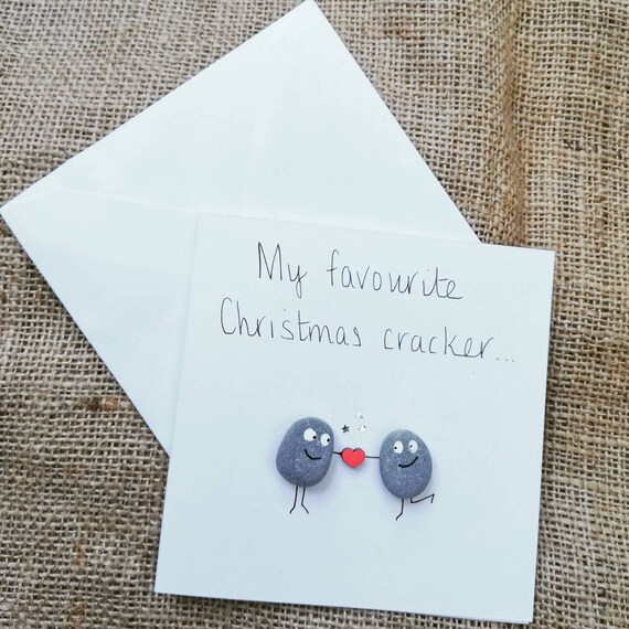 Christmas Card handmade pebble art funny unique for family and friends