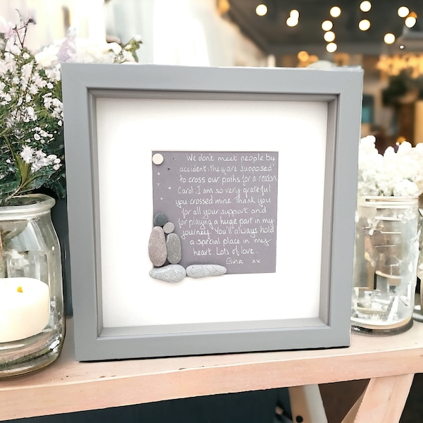Best Friend Gift and Loved Ones Gift Framed Pebble Art Besties Personalised Picture, Colleagues, Home Decor, Thank you gift