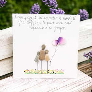 Nourrice, nounou, enseignante Carte-cadeau de remerciement Carte Premium 300 g/m² avec galets - Chambre de bébé - personnalisée