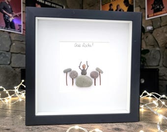 Drummer Personalised Pebble Art | Drummer Gift | Music Lover Gift | Drummer Wall Art | Musician Gift | Handmade Pebble Frame