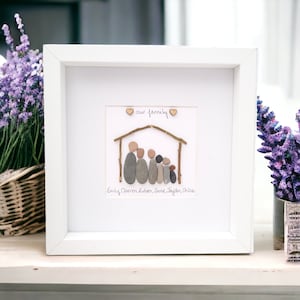 Family Our Home Gift Luxury Pebble picture Personalised , Our House Pebble Picture ,Friends New Home Decor