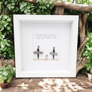Surfers Gift Beach Lovers Personalised Pebble Picture , Surfing, Luxury Beach Decor, Family and Engagement Gift Framed Art bild 9