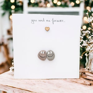 Carte d'anniversaire de mariage, mari, femme, je t'aime, carte d'art en galets personnalisée, carte de petite amie, petit ami, toi et moi pour toujours