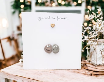 Wedding Anniversary Card Husband Wife I Love You Pebble Art Card Personalised, Girlfriend Boyfriend - Anniversary - You And Me Forever