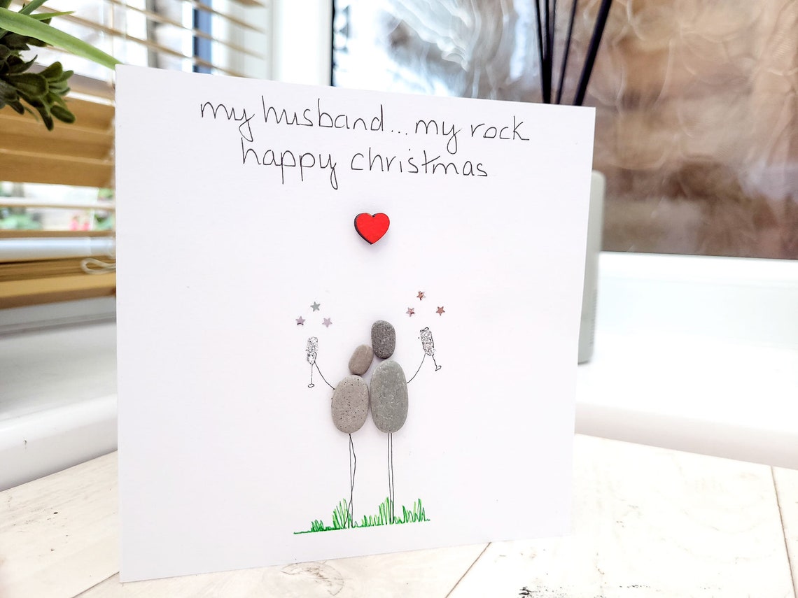 Christmas Card for Him Husband Husband Pebble Art Picture - Etsy UK