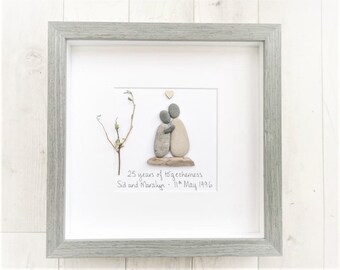 Personalized 40th, 50th Wedding Anniversary Pebble Art