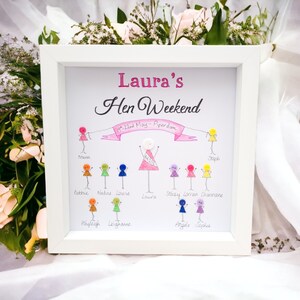 Hen Party, Gifts for Bride on Hen Do, Wedding Framed Button Picture Personalised Keepsake image 3