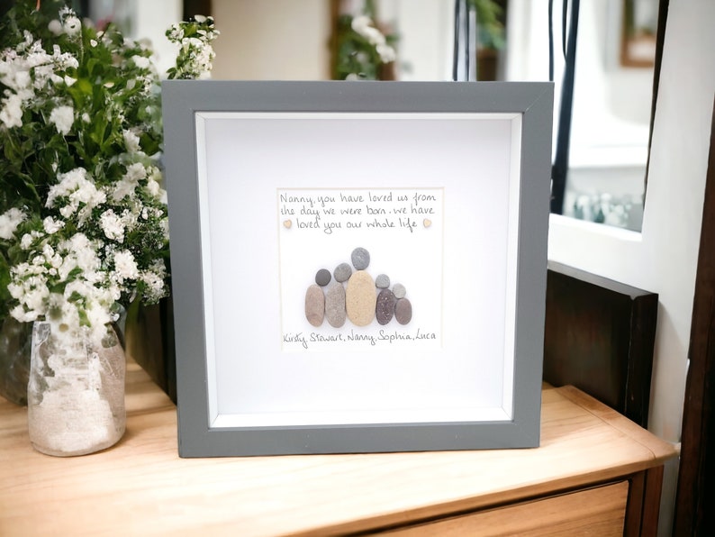 Grandma, Nana Framed Gift for Mothers Day, Nanny Family Pebble Art Personalised From Grandchildren image 7