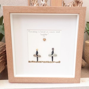 Surfers Gift Beach Lovers Personalised Pebble Picture , Surfing, Luxury Beach Decor, Family and Engagement Gift Framed Art bild 14