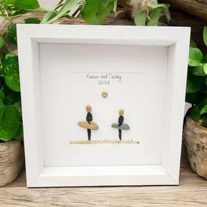 Surfers Gift Beach Lovers Personalised Pebble Picture , Surfing, Luxury Beach Decor, Family and Engagement Gift Framed Art bild 5