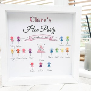 Hen Party, Gifts for Bride on Hen Do, Wedding Framed Button Picture Personalised Keepsake image 4