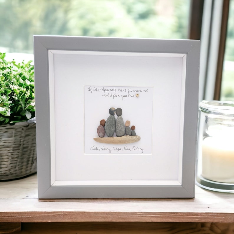 Grandma, Nana Framed Gift for Mothers Day, Nanny Family Pebble Art Personalised From Grandchildren image 5