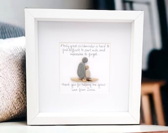 Childminder Thank you Pebble Art Framed Gift, Personalised, Nanny , Nursery, Caregiver Picture