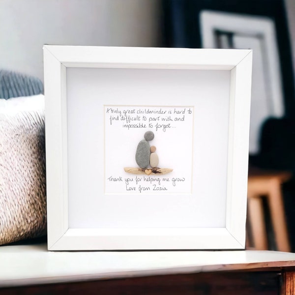 Childminder Thank you Pebble Art Framed Gift, Personalised, Nanny , Nursery, Caregiver Picture