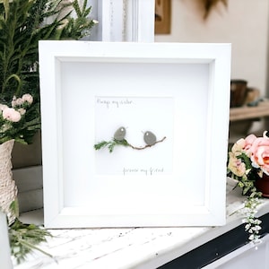Sister Gift, Personalised Pebble Picture Framed- Sisters, Sister In Law Family - Friends Present Idea