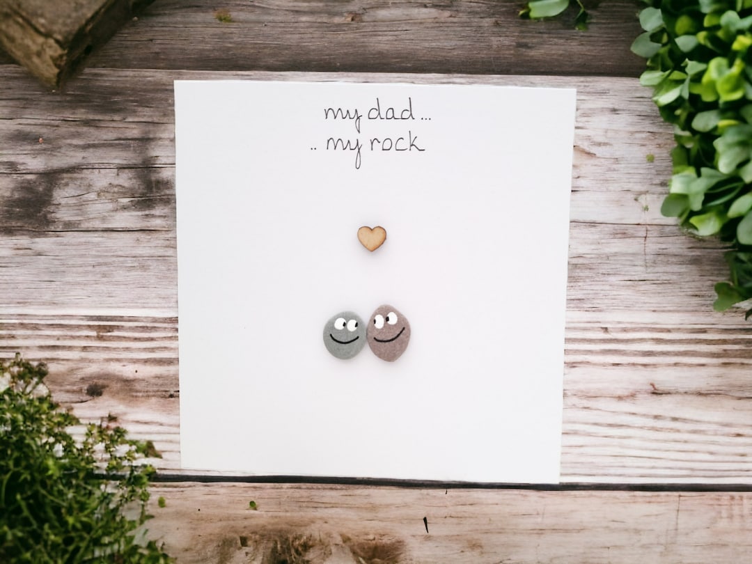 Dad My Rock Personalised Luxury Pebble Card, Father, Daddy Pebble Art ...