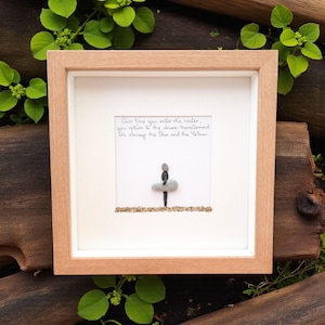 Surfers Gift Beach Lovers Personalised Pebble Picture , Surfing, Luxury Beach Decor, Family and Engagement Gift Framed Art bild 15