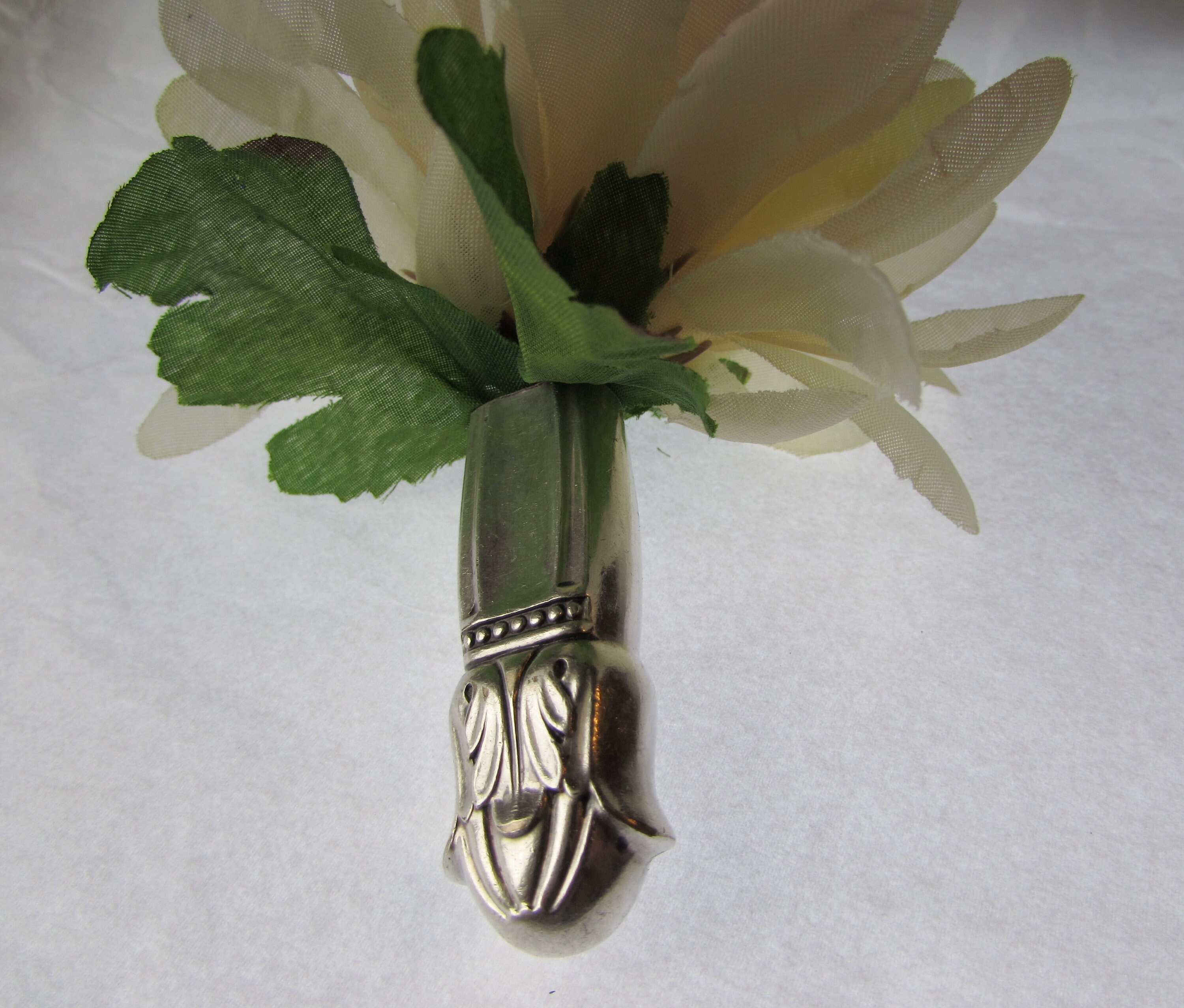 Lapel vase. Lapel pin created from a vintage silver plate Etsy
