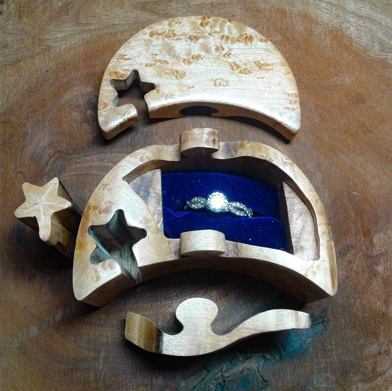 Proposal Ring Box Moon Ring Puzzle Box Proposal Ring Box Etsy