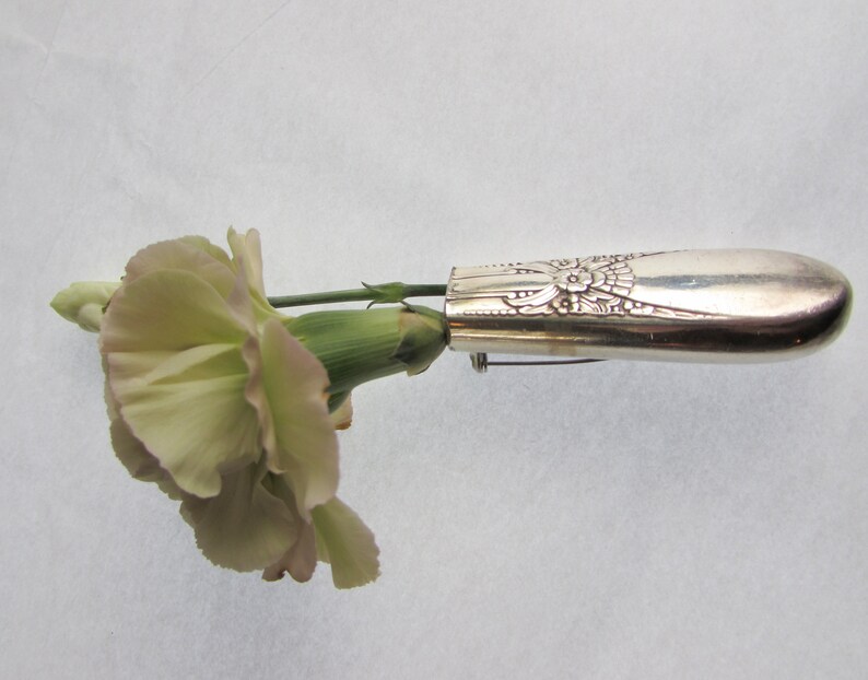 Lapel vase. Lapel pin created from a vintage 'Beloved' Etsy