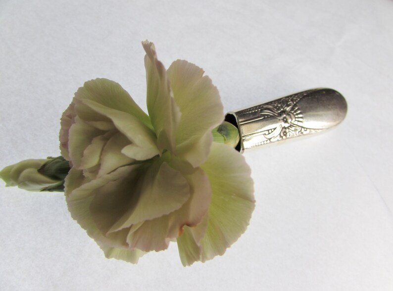 Lapel vase. Lapel pin created from a vintage 'Beloved' Etsy
